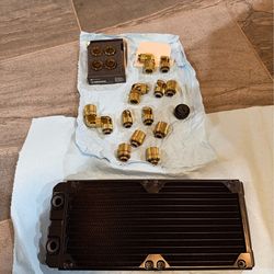 Corsair gold soft tube fittings and 240mm corsair rad