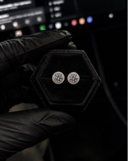 Moissanite 2 TCW 14k Plated Earrings 925 Sterling Silver Base Passed Diamond Tester