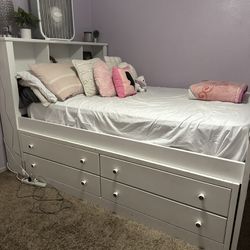 Bed With Drawers, Shelving And Storage 