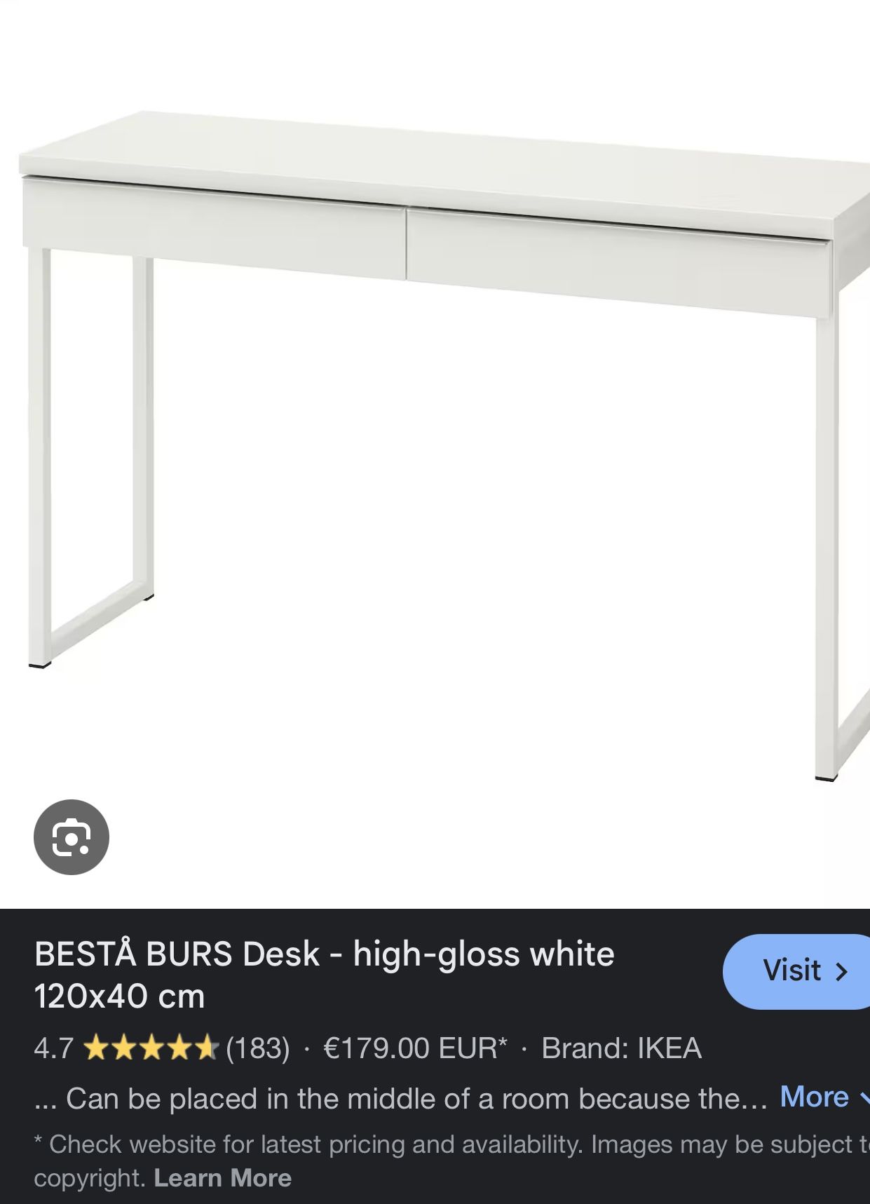 White IKEA besta Desk/make Up Vanity