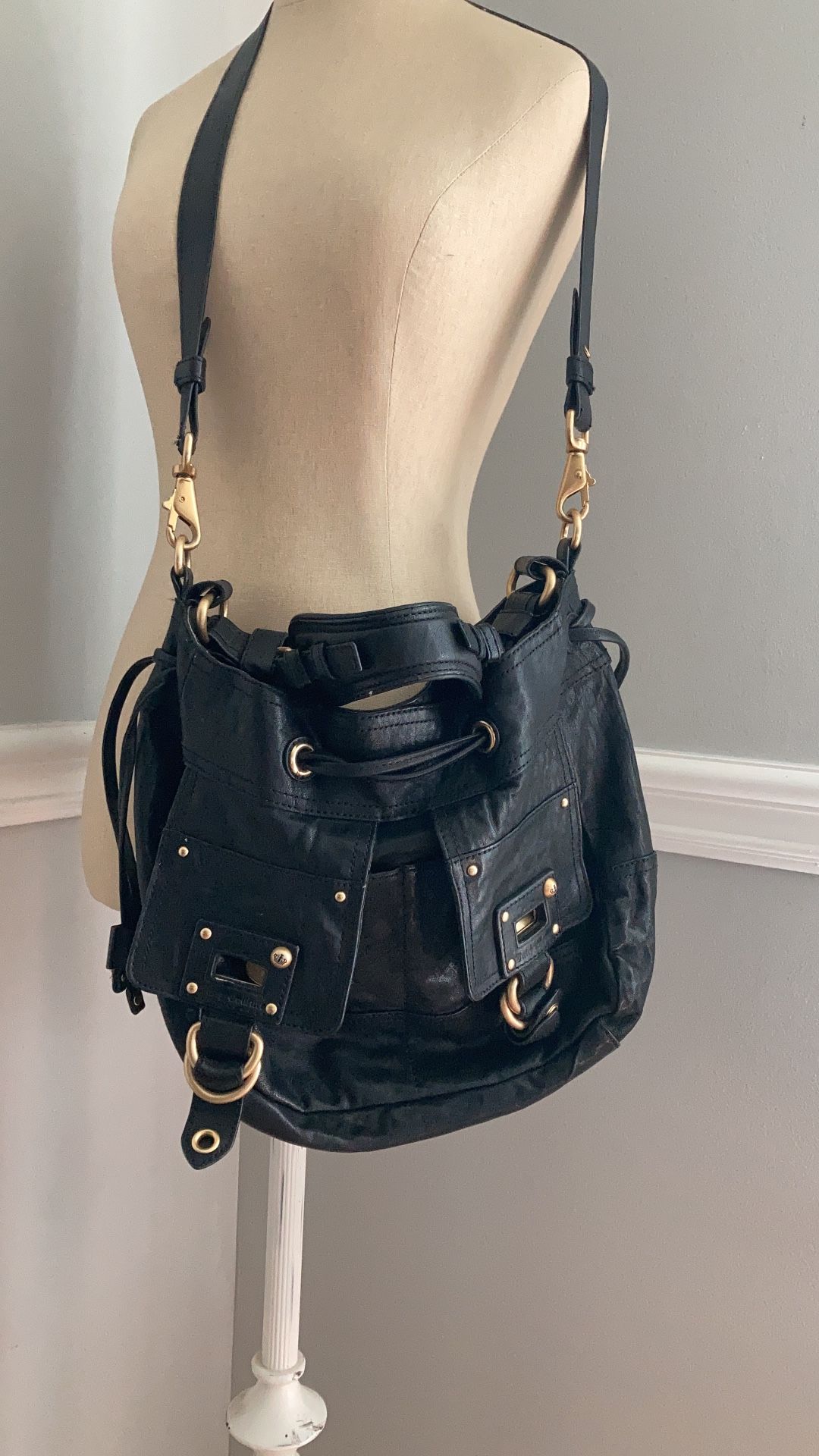 Juicy Couture Black Leather Messenger Bag