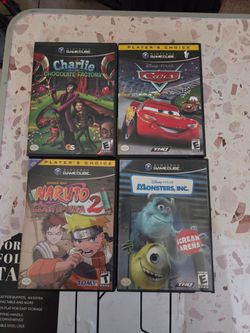 Gamecube games / Naruto, Cars, Charlie and the Chocolate factory, Monsters inc.