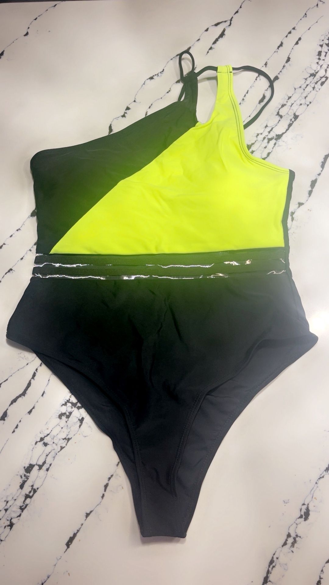 Women’s Bikini Shoulder Neon Yellow and Black Swimsuit