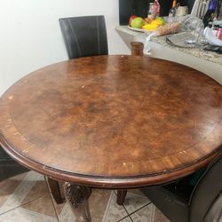 Solid Wood Round Table With Chairs