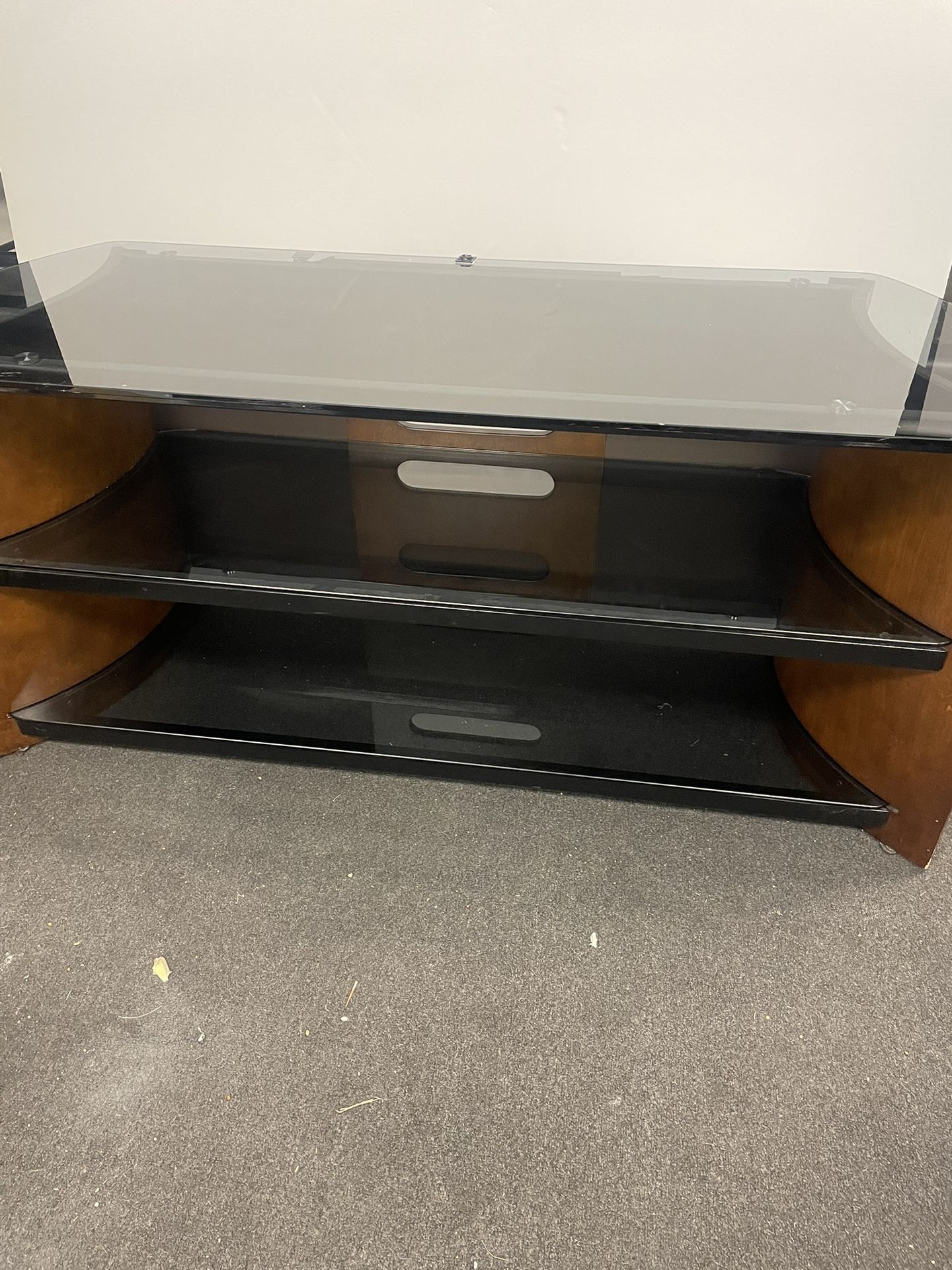 Three Tier Black Glass Tv Stand