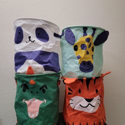 Set of 4 Collapsible Storage Bins- Panda, Tiger, Giraffe, or Dinosaur