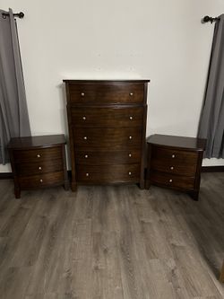 Two Nightstands And A Dresser Set