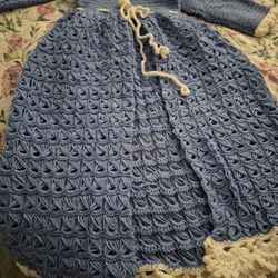 VINTAGE 1977 HAND CROCHETED LITTLE GIRLS BATHROBE
