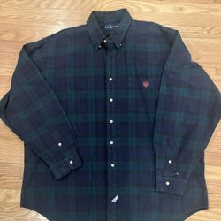Vintage Polo Ralph Lauren Shirt Mens XL Flannel Plaid Big Shirt Logo Classic
