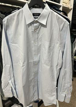 Nordstrom Men's Light Blue Cotton Dress Shirt 24” Trim Fit Long Sleeve Easy Care