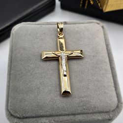 14kt Gold Two Tone Cross Pendant Dije De Cruz Dos Oros 14kt 