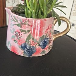 Spring Floral Pitcher With Succulents 