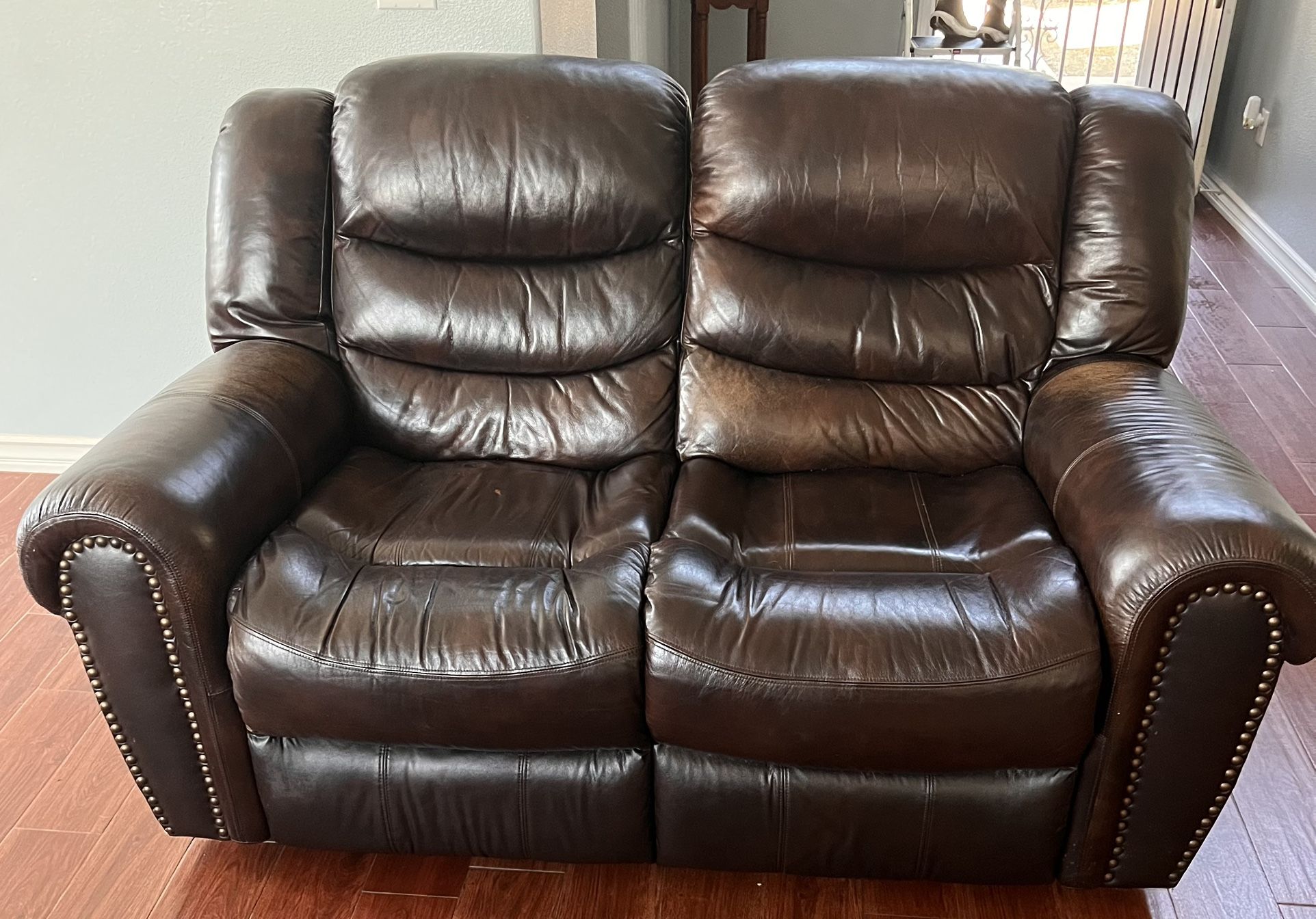Leather Double Recliner Loveseat