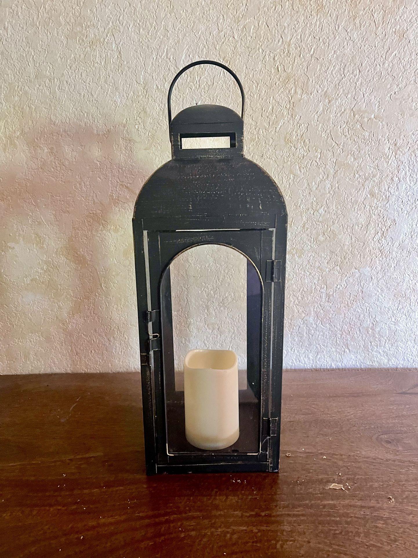 HOME DECOR 18” Tall Bronze LANTERN with Battery Operated Candle