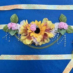 New Unused Pregnancy Sash For Mommy To Be And With Clip For Daddy To Be. Sunflower 🌻 Design With Mini Pink Flowers 🌸 Only 1 Available 