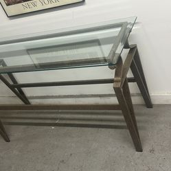 47”wx18”dx29”h Glass, Good Condition Side Table