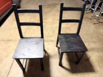 2 Simple Black Wooden Chairs