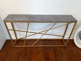 Unique faux stone skinny console table