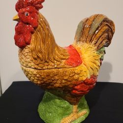 Vintage Hand Painted Ceramic Rooster Cookie Jar