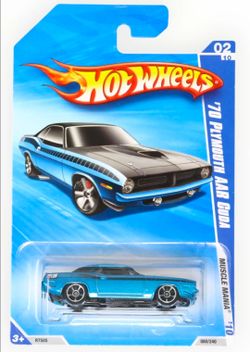 2010 MUSCLE MANIA Hot Wheels 70 Plymouth AAR CUDA Metalflake BLUE Matte BLACK