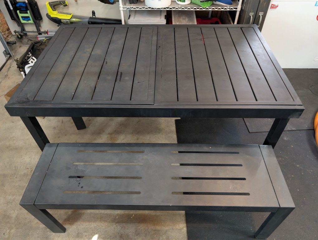 Black Outdoor Table And Benches