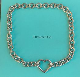 Tiffany & Co Silver Open Heart Clasp Choker 16"