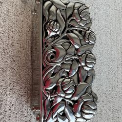 Vintage Silam Silver Napkin Holder with Embossed Roses – Made in Thailand – Collectible Decor