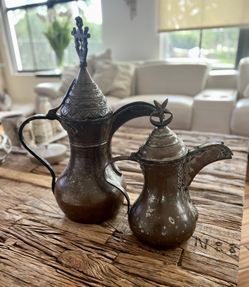 Antique Vintage Iraqi Pots Set Of Two Decoration