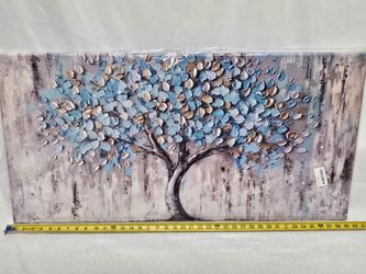 Tree of Life Canvas Wall Art - Abstract Light Blue Artwork for Living Room Bedroom Decor 20x40