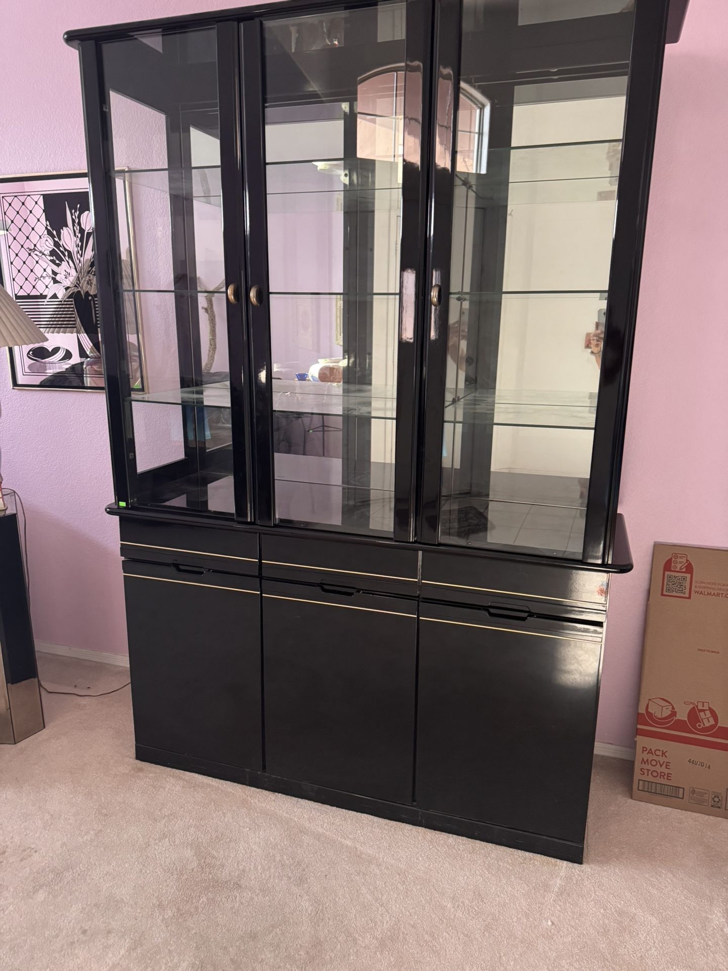 Black  Solid Wood China Closet 