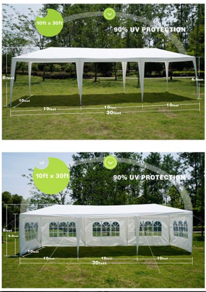 10ft X 30ft White Quinceanera or Wedding Party Tent