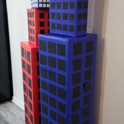 Spiderman Superheroe Buildings And Backdrop birthday Decorations