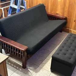 Futon, Memory Foam Mattress and Ottoman