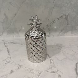 Thompson Ferrier Silver Pineapple Ceramic Candle / Decorative Jar