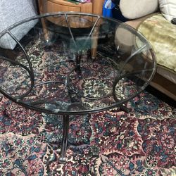 Small Glass Top And Heavy Metal Coffee Table 