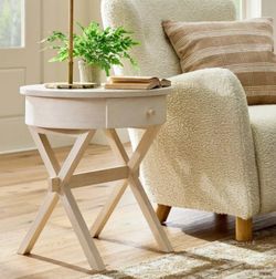 Round Side Table - White Wood