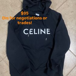 Black Celine Hoodie White Logo