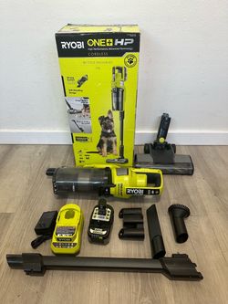 RYOBI ONE+ HP 18V Cordless Pet Stick Vacuum Cleaner Kit with 4.0 Ah HIGH PERFORMANCE Battery, Charger