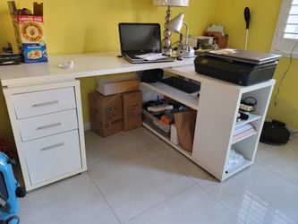 L Shape Computer Desk With 3 Drawers
