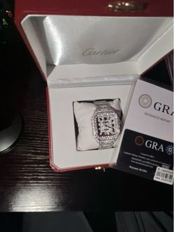 Cartier Santos Iced Out Moissanite Watch