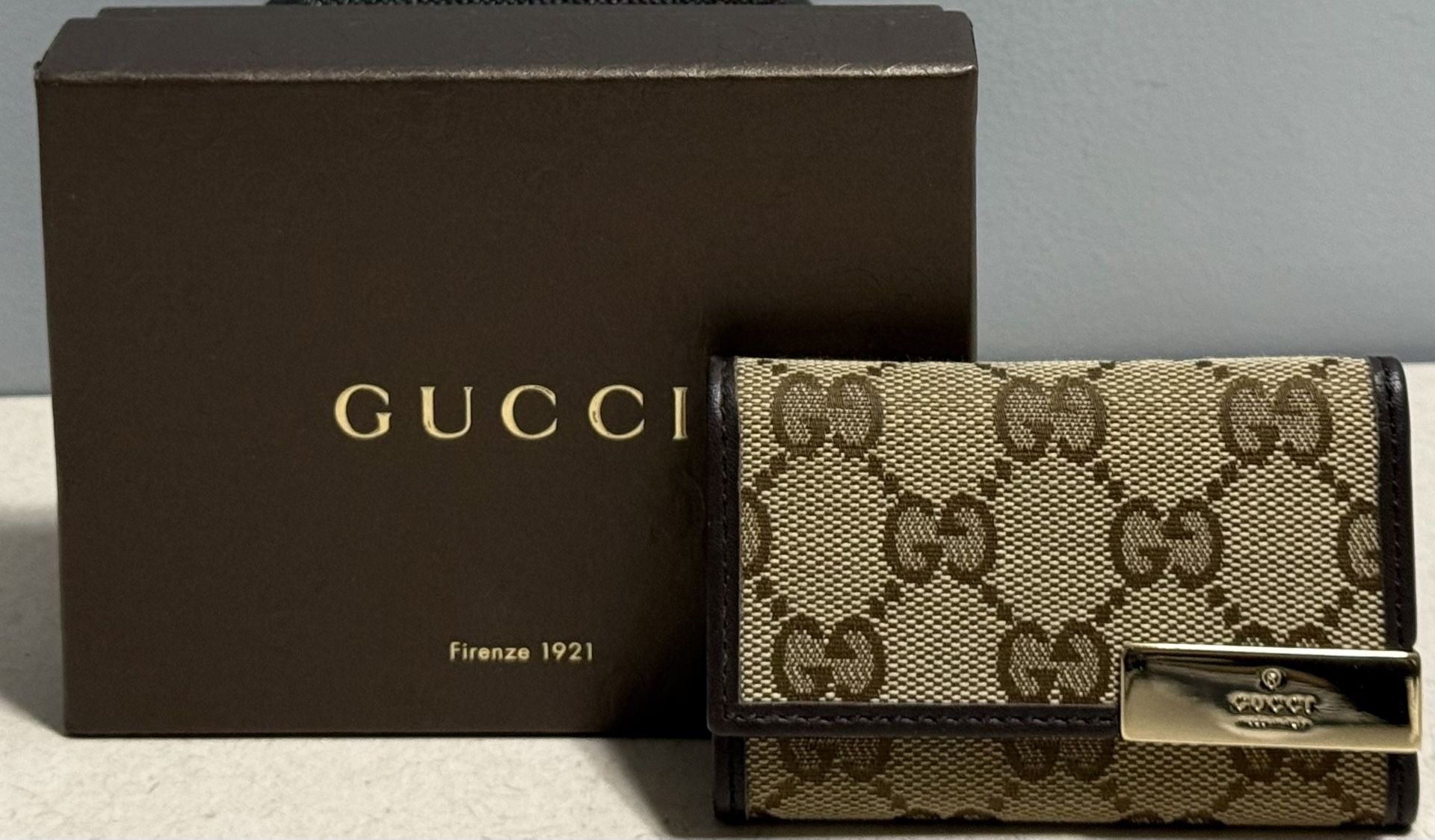 Gucci Key Case Beige Dark brown