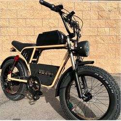 1500 Watt Electric Ebike, 35-39mph, Fat Tire, Includes Center Basket, 18ah Battery Incl (Blue Or Sand)