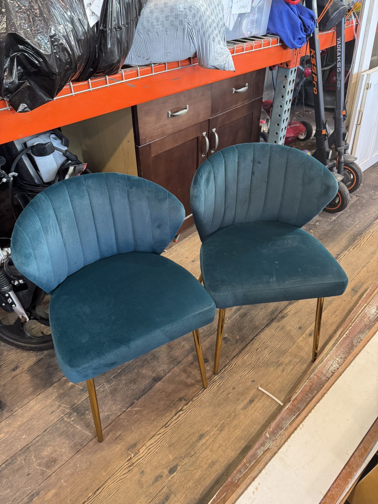 Two Velvet Turquoise Chairs