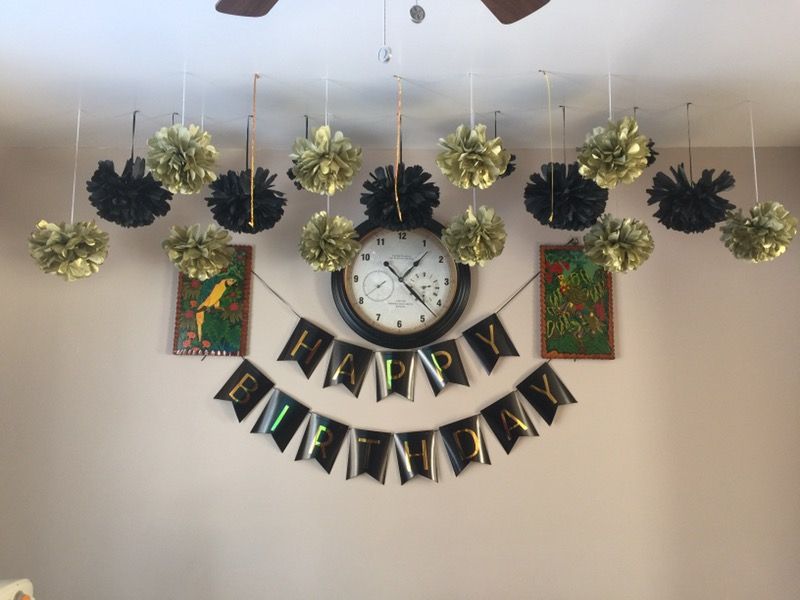 Gold and black birthday decoration