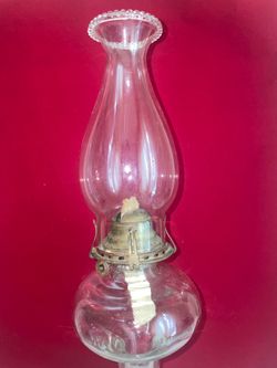 Vintage EAPG Clear Glass Kerosene Oil Lamp