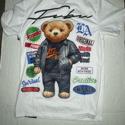 Fubu Furry Bear Shirt size Small FUBU white graphic tee with bear design Size S