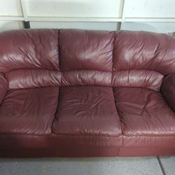 Burgundy Leather Sofa & Loveseat Set