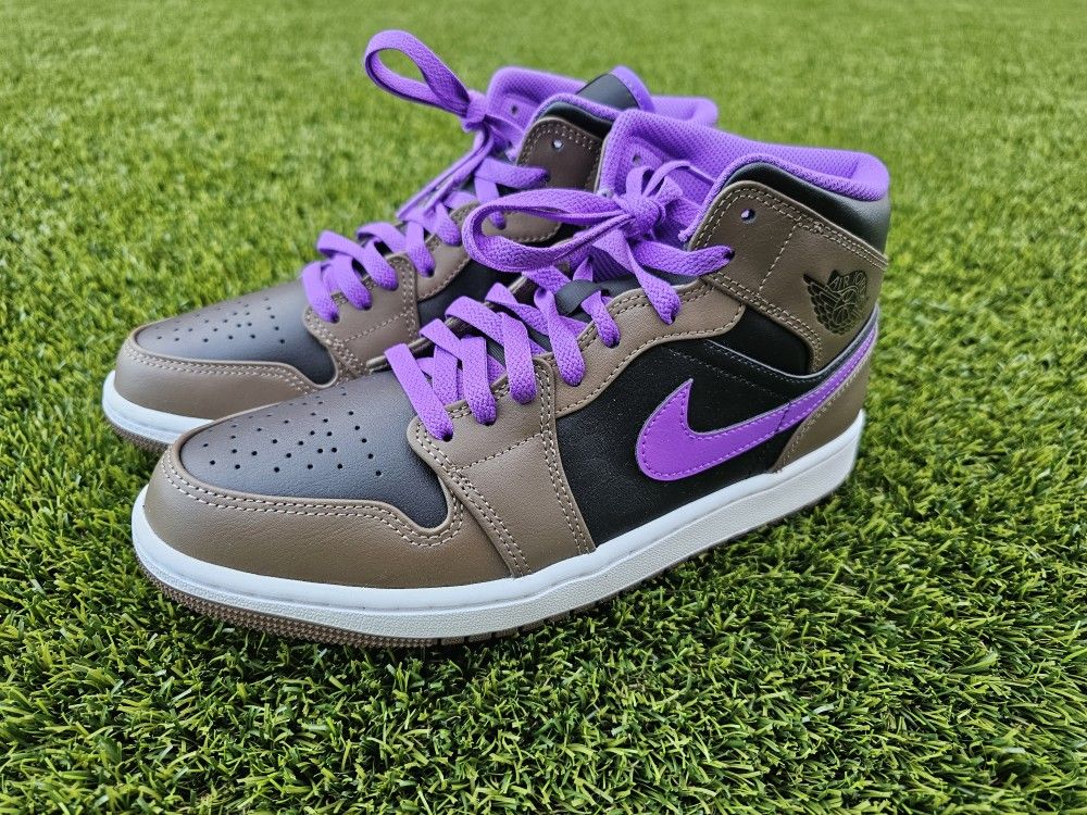 Nike Air Jordan 1 Mid Shoes Palomino Wild Berry DQ8426-215 Men's 9 NOLID