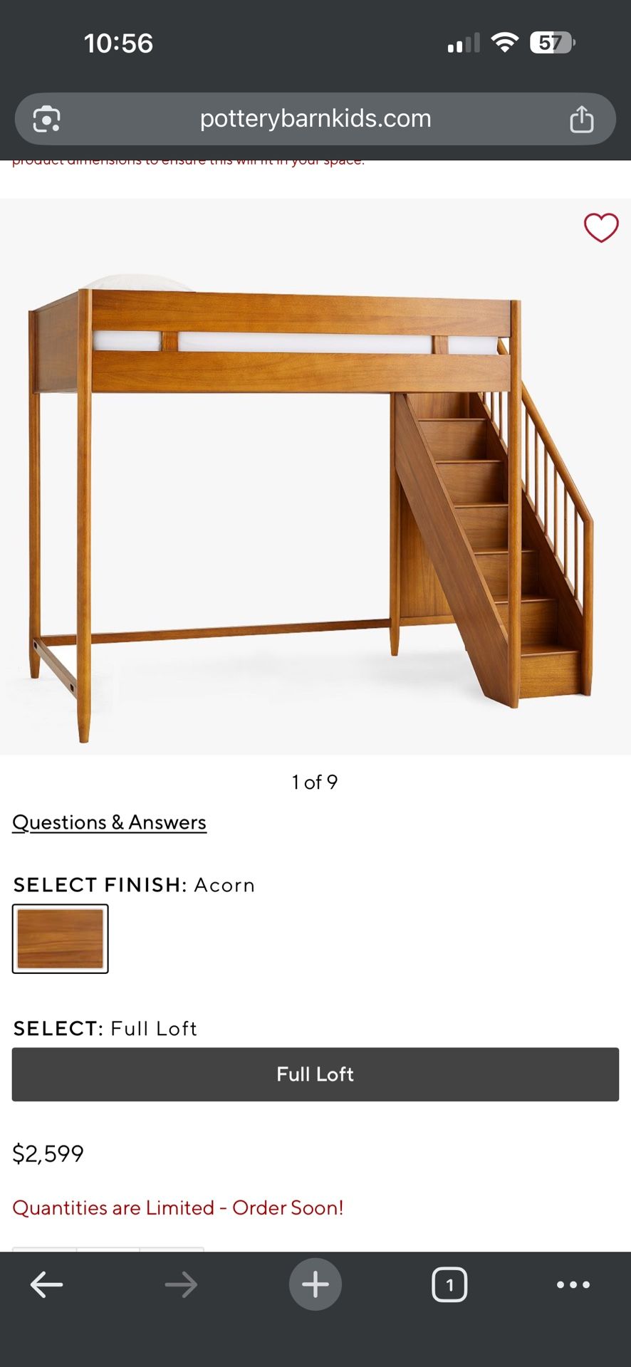 Pottery Barn Kids x West Elm Twin Loft Bed 