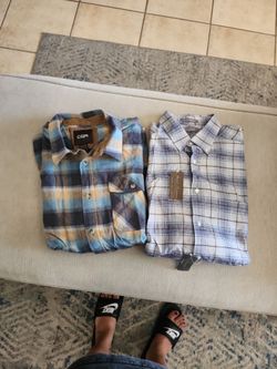 Two Men's Plaid Flannel Button-Up Shirts xl tall